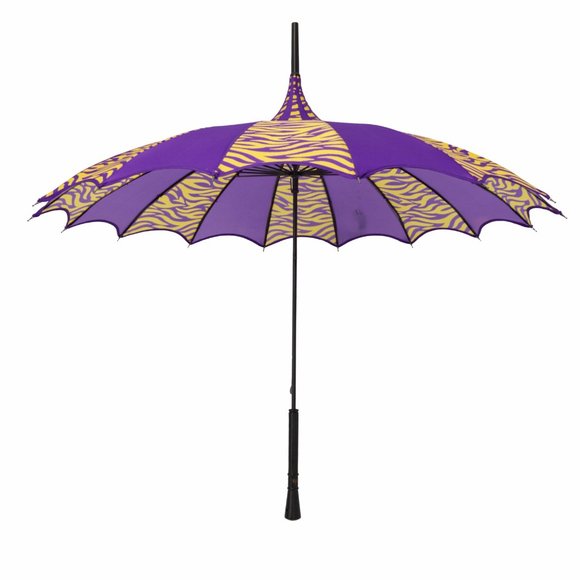 LSU Inspired Purple & Gold Tiger Print Parasol Style Umbrella - Picture 6 of 9